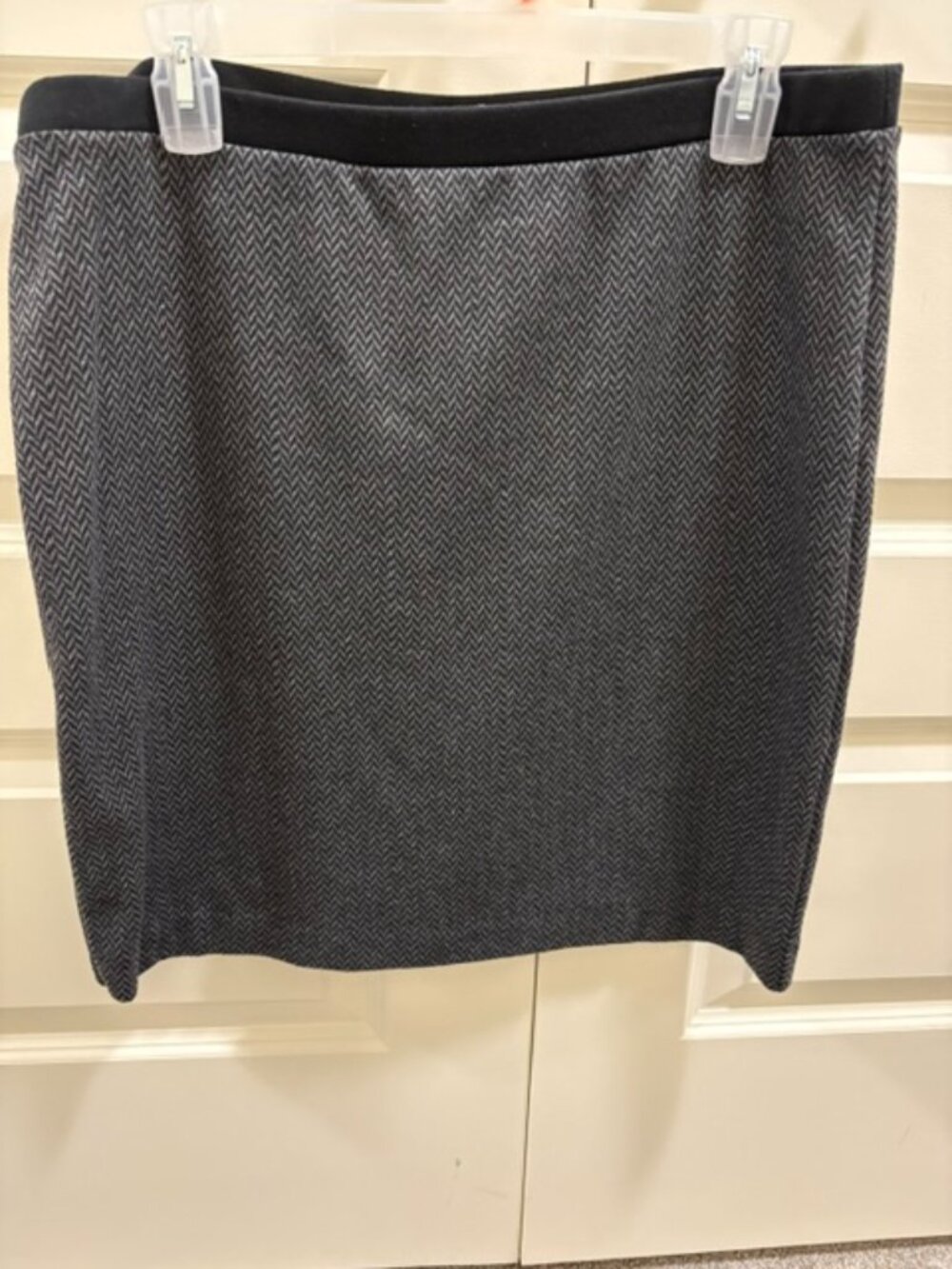 Black and Grey Herringbone Skirt